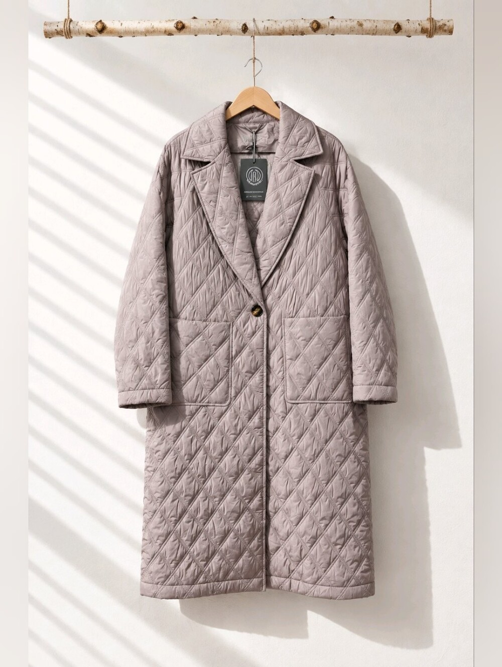 NWT Bernardo Diamond Quilted Puffer Jacket Sz Medium Gray Taupe
